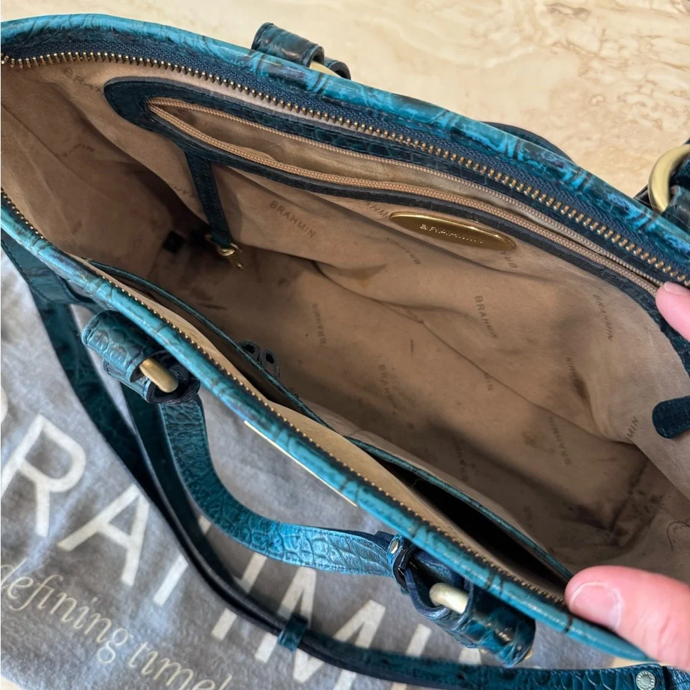 Brahmin Mini Asher in Azure Melbourne with Crocodile Embossed Leather - Picture 6 of 6